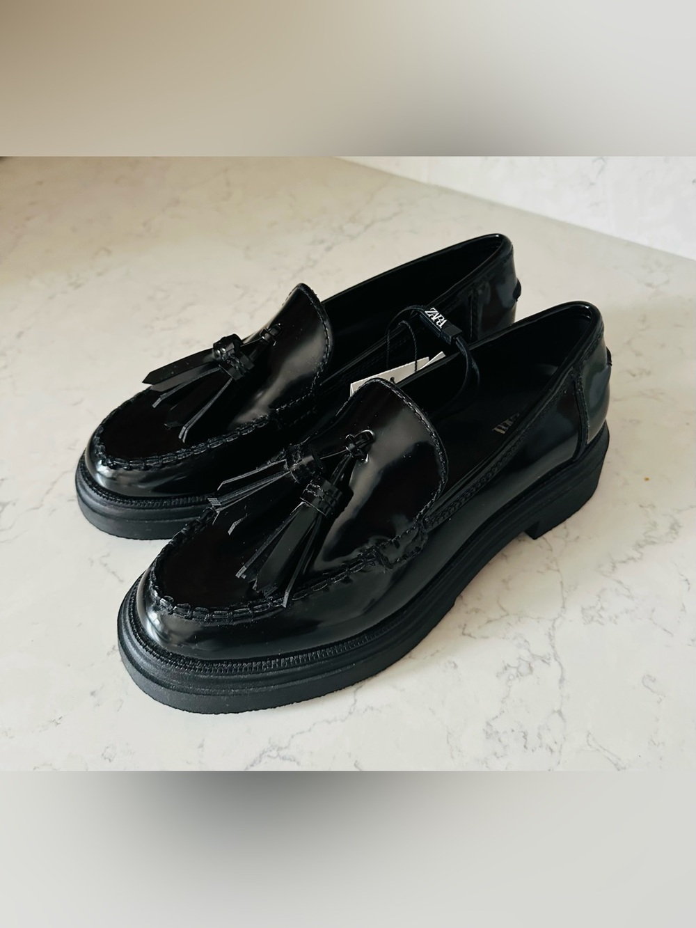 Black Patent Loafers (Size 7)